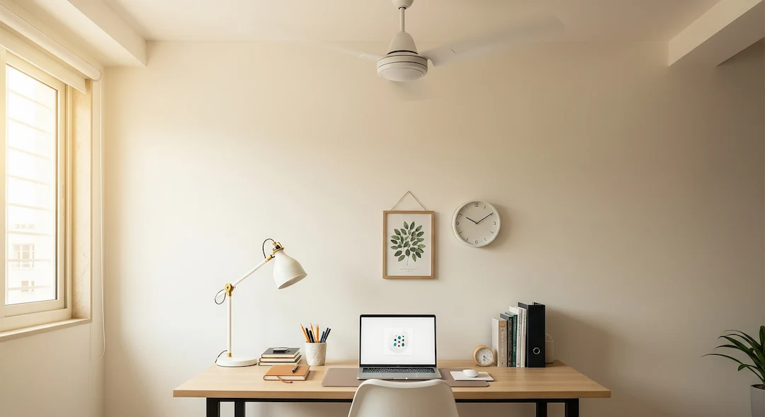 Organized home workspace with clutter-free desk helping improve focus and productivity