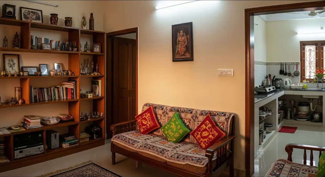 Neat Chennai home with organized rooms to reduce pest risk and keep family comfortable